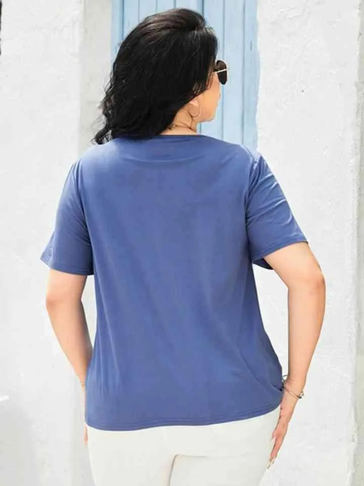 Plus Size Cutout Short Sleeve Top Blouses - Tophatter Daily Deals